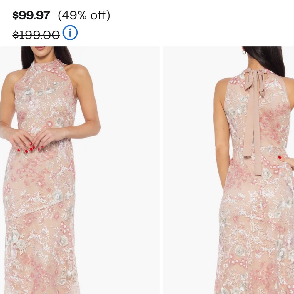 MARINA Pink and Silver Sleeveless Halter Gown